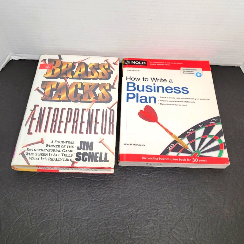 2 Books Lot Brass Tacks Entrepreneur and How to Write a Business Plan Ex Library
